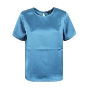 Blauwe Fluid Lyocell Jersey T-shirt Max Mara Weekend , Blue , Dames