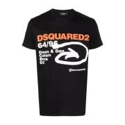 Urban Maxi Print Katoenen T-Shirt Dsquared2 , Black , Heren