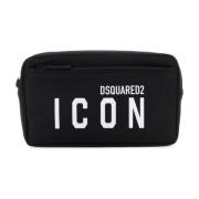 Zwarte Nylon Be Icon Beauty Case Dsquared2 , Black , Heren