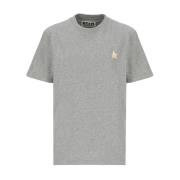 Grijze Katoenen T-shirt met Contrasterend Logo Golden Goose , Gray , D...