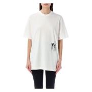 Grafisch T-shirt met contrasterend logo Y-3 , White , Dames