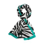 Zijden Sjaal met Zebra Print en Blauwe Randen Marc Cain , Multicolor ,...