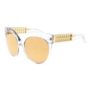 Clear Yellow Gold Sunglasses with Gold Mirror Linda Farrow , Gray , Da...