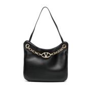 Chain Hobo Tas met VLogo Motief Valentino Garavani , Black , Dames