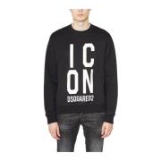 Icon Crewneck Sweatshirt Dsquared2 , Black , Heren
