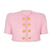 Gingham tweed jasje Balmain , Pink , Dames