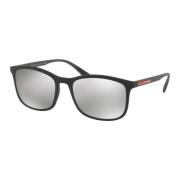 Clean Temples Zonnebril Zwart/Grijs Zilver Prada , Black , Heren