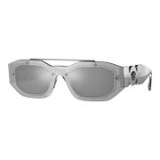 Transparent Ruthenium/Silver Sunglasses Versace , Gray , Heren
