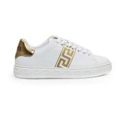 Witte Sneakers met Grieks Patroon Versace , White , Dames