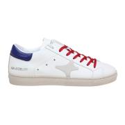 Witte en Blauwe Leren Sneakers Ama Brand , White , Heren