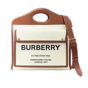 Pre-owned Leather handbags Burberry Vintage , White , Dames