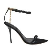 Elegante satijnen sandalen met kristallen band Hibourama , Black , Dam...