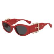 Rood/Donkergrijs Zonnebril Moschino , Red , Dames
