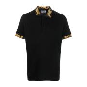 Barok Kraag Print Polo Shirt Versace , Black , Heren