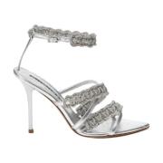 Glamoureuze Olivia Metallic Leren Sandaal Hibourama , Gray , Dames