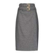 Grijze Wollen Flanellen Midi Rok Pinko , Gray , Dames