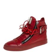 Pre-owned Leather sneakers Giuseppe Zanotti Pre-owned , Red , Dames