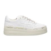 Witte Leren Platform Sneakers Premiata , White , Dames