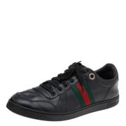 Pre-owned Leather sneakers Gucci Vintage , Black , Dames