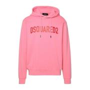Relaxed Fit Katoenen Hoodie Dsquared2 , Pink , Heren