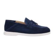 Blauwe Suède Loafers met Charms Doucal's , Blue , Dames