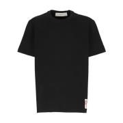 Zwarte Katoenen T-shirt met Logopatch Golden Goose , Black , Heren