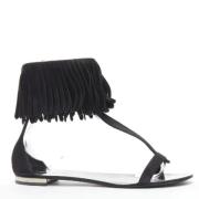 Pre-owned Suede sandals Balmain Pre-owned , Black , Dames