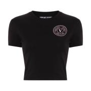 Zwart Grafisch T-shirt en Polo Versace Jeans Couture , Black , Dames