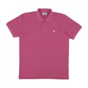 Pique Polo Magenta/Gold Streetwear Carhartt Wip , Pink , Heren