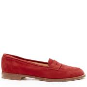 Pre-owned Suede flats Manolo Blahnik Pre-owned , Red , Dames