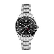 Zwart Stalen Quartz Horloge, 5Atm Versace , Gray , Heren