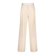 High-Waist Wijde Pijp Logo Broek Patrizia Pepe , Beige , Dames