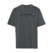 Grijze Logo Print Katoenen T-shirt Dolce & Gabbana , Gray , Heren