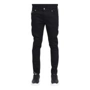 Zwarte Skinny Fit Logo Patch Broek Versace Jeans Couture , Black , Her...