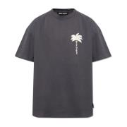 T-shirt met logo Palm Angels , Gray , Heren