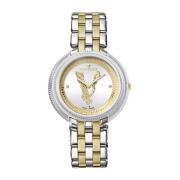 Dames Goud Staal Quartz Horloge Versace , Gray , Dames