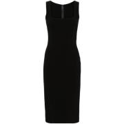 Zwarte Mouwloze Midi Jurk met U-halslijn Dolce & Gabbana , Black , Dam...