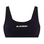 Bikini top met logo Jil Sander , Black , Dames