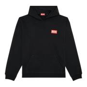 Oversized hoodie met logo patch Diesel , Black , Heren