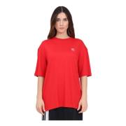 Scarlet Trefoil Oversize Logo Tee Adidas Originals , Red , Dames
