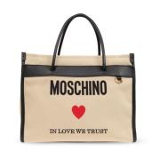 Shopper tas met logo Moschino , Beige , Dames