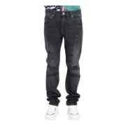 Zwarte Slim Fit Gescheurde Jeans Just Cavalli , Black , Heren