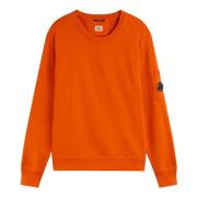Katoenen Diagonale Fleece Sweatshirt C.p. Company , Orange , Heren