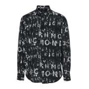 Tone sur tone patroon overhemd John Richmond , Black , Heren