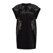 Jurk met logo Balmain , Black , Dames