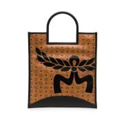 Cognac Bruin/Zwart Leren Tote MCM , Brown , Dames