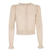 Ivory Cashmere Cardigan met Ruffles Ulla Johnson , Beige , Dames