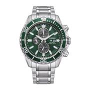 Groen Stalen Quartz Horloge, 20Atm Citizen , Gray , Heren