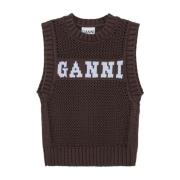 V-neck Knitwear Ganni , Brown , Dames