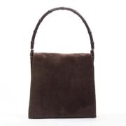 Tweedehands Bruin Suède Gucci Bamboe Gucci Vintage , Brown , Dames